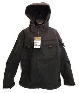 Han-Wild Softshell Black Tactical Jacket -Measures: US Men's Large - LEFT ZIP - Picture 1 of 21
