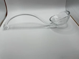 Vintage Clear Glass Punch Bowl Ladle Single Pour Spout Flat Bottom 14" - Picture 1 of 8