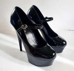 Pleaser schwarze Lackleder Mary Jane Heels Größe 7 - Bild 1 von 11