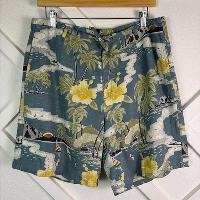 Pantalones Cortos Vintage Tommy Bahama 100% Seda Estampado Floral Palmera Talla 12 Foto 1 de 4
