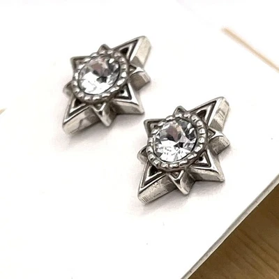 Aretes Brighton Halo Swing Starburst tono plata cristal transparente Foto 1 de 4