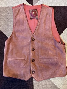 The Territory Ahead Leather Suede Burgundy Red Western Vest Men’s Size Medium - Bild 1 von 10