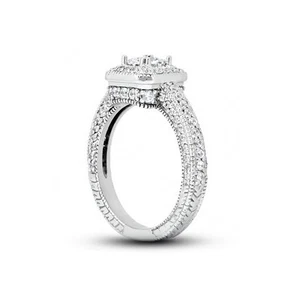 2 3/4ct H VS1 Princess Earth Mined Certified Diamonds 14k Halo Side Stone Ring - Picture 1 of 3