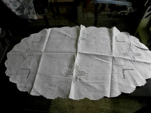 Corredor ovalado blanco algodón Hardanger bordado punto decorativo QR12 - Imagen 1 de 5