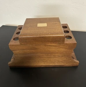 6 Pipe Walnut Caddy Lined Humidor Decatur Industries Vtg - Picture 1 of 11