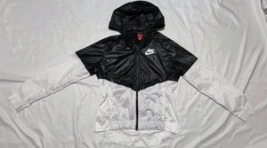 Chaqueta cortavientos para mujer Nike negra blanca con cremallera con capucha talla pequeña - Imagen 1 de 20