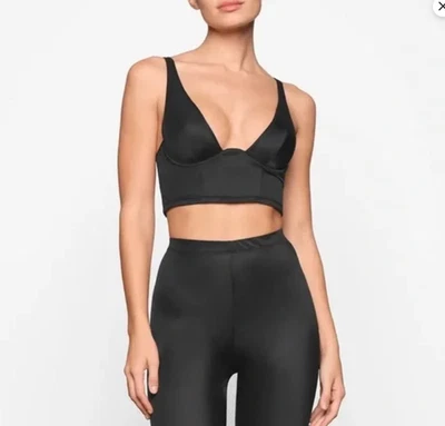 NWT Skims Glissenette Corset Bustier Crop Top in Onyx Size XS - Image 1 of 4