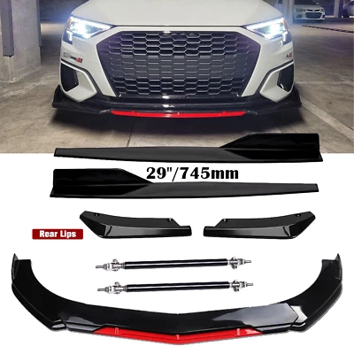Front Rear Bumper Lip Spoiler Splitter Gloss Black For Audi A3 A4 A5 S4 TT Bod K - Image 1 of 4