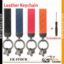 Personalised Leather Keyring Decorations Gifts Belt Loop Car Key Fob Keychain UK