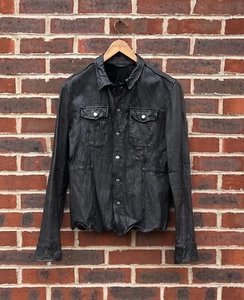 All Saints Mens LORRIMER Leather Shirt Jacket SMALL Black AllSaints Shacket - Picture 1 of 13