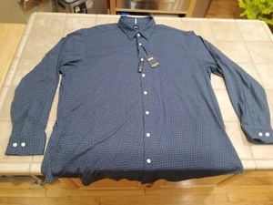 Men's Hugo Boss Roan Slim Fit Signature HB Stretch Blue LS Shirt Size 3XL (XXL) - Picture 1 of 22
