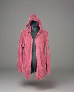 Abercrombie Kids Cable Knit Cardigan Girls 9/10 Pink Hooded Open Front Sweater - Picture 1 of 6