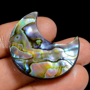 Abalone Shell Crescent Moon Shape Cabochon Gemstone 45 Ct. 30X25X7 mm S-3970 - Picture 1 of 4