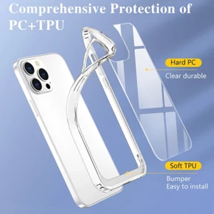 iPhone 13 / 13 Pro Hülle, Klare stoßfeste transparente Silikon-TPU Handyhülle - Bild 1 von 4