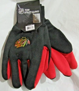 NHL Chicago Blackhawks farbige Handflächen Utility Handschuhe schwarz mit roter Handfläche von FOCO - Bild 1 von 3