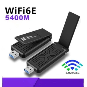 WiFi 6E USB 3.0 WiFi Adapter Tri-Band 2.4G 5G 6G Driver Free for Windows 10/11 - Picture 1 of 8