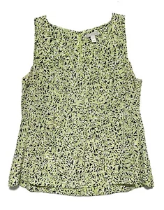 Dana Buchman, Lime Green & Black Geometric Print Back Zip Sleeveless Top, size L - Picture 1 of 4