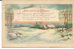 Christmas Cheer Poem Winter Scene Vintage Postcard Posted 1925 - Picture 1 of 2