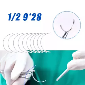 10pcs Metal 1/2 Corner Medical Needle Suture Surgical Veterinary suture needles - Picture 1 of 15
