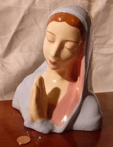 Statuina vintage Madonna California ceramica preghiera MID CENTURY MODERN Natale - Foto 1 di 11