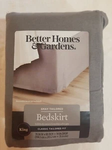 2020 BETTER HOME & GARDENS GRAY TAILORED BEDSKIRT KING SIZE 78"X80"X14" NIP - Picture 1 of 6