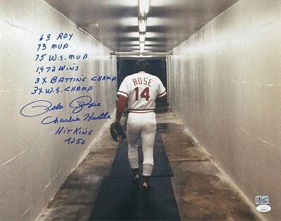 Pete Rose Signed 16x20 Photo JSA & Pete Rose Exclusive Authen #7 w/9 inscrip - Image 1 of 2