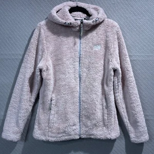New Balance Fleece Jacket Women Small Full Zip Hooded Teddy Zip up Pockets - Picture 1 of 11