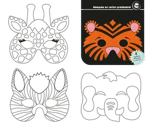 Máscaras Niño Cartón Previamente Dibujado Animales Jungle 17x14 CM 12 Piezas - Imagen 1 de 1