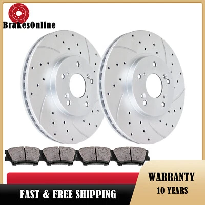 Front Brake Rotors and Pads for Honda Accord Acura CL 2001-2003 Slotted Brakes - Image 1 of 4