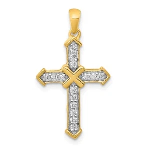 14k Yellow Gold Lab-Created Diamond SI1/SI2, G H I, Passion Cross Pendant - Picture 1 of 4