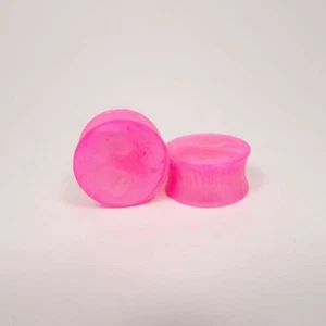 Neon Pink Pearl Resin Ear Plugs - Ear Gauges - Fluorescent Pink - Double Flared - Picture 1 of 1