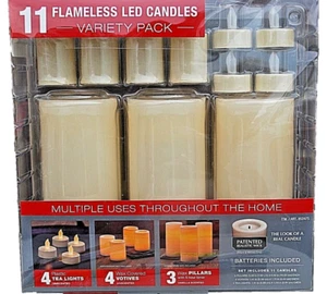 Flameless Real Wax Candles LED White Variety Pack 11-pc Set S4997 - Picture 1 of 7