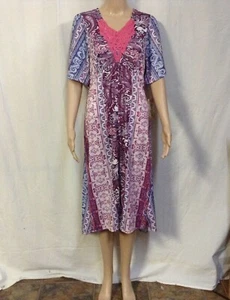 NEW WOMEN'S WORLD UNITY SHORT SLEEVE PRINT SHARK BITE MIDI DRESS SZ LARGE PINK - Picture 1 of 9