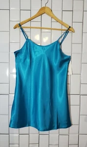 NWT  ICOLLECTION LINGERIE  Short Satin Like Nightie Color Teal  Adjustable Strap - Picture 1 of 9