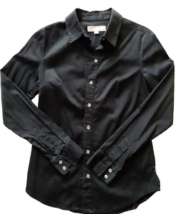 WOMENS BLACK LONG SLEEVED BUTTON UP CLASSIC SLIM SHIRT MICHAEL KORS SIZE 0 UK 6 - Picture 1 of 7