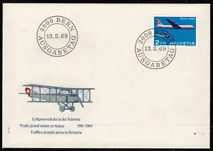 Switzerland 1969 50th Anniversary Of Swiss Airmail FDC - 2fr Stamp - Mint - Picture 1 of 1