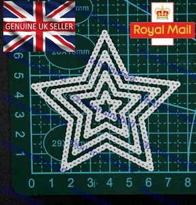 Nest Of 4 Stars Dot Patterned Metal Embossing Dies, Card Making *UK SELLER* F8 - Picture 1 of 5