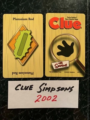 Clue Simpsons PLUTONIUM ROD  WEAPON CARD Game Replacement Piece 2002 - Image 1 of 3