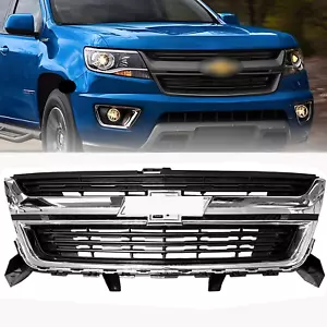 For Chevrolet Colorado Black 2015-2020 Front Bumper Upper Grille W/Chrome Trim - Picture 1 of 20