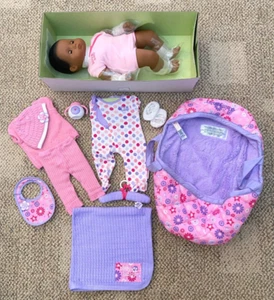American Girl Bitty Baby Doll BB1 15" Holiday Gift Set Starter Kit Dark Skin - Picture 1 of 9
