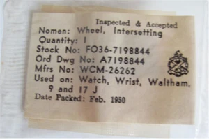 Military Waltham Intersetting Wheel-Packed Feb. 1950-In Sealed Package-NOS - Picture 1 of 2