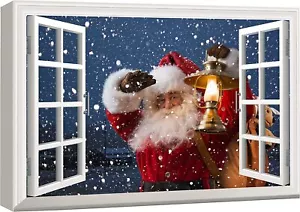 Santa Claus Wall Art Canvas Print Rustic Christmas Decor - Picture 1 of 5
