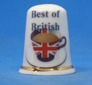 Birchcroft China Thimble -- Best of British Cup of Tea - Free Dome Gift Box - Picture 1 of 3