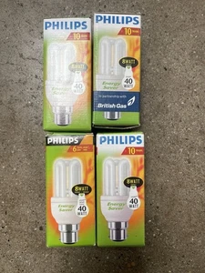 4 x PHILIPS GENIE ENERGY SAVER BAYONET 8 WATT BULBS *NEW OLD STOCK - Picture 1 of 1