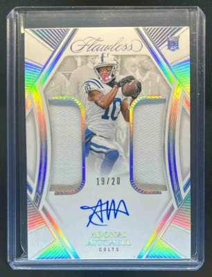 2024 Panini Flawless Adonai Mitchell Rookie Dual Patch Auto Silver RC #19/20 - Image 1 of 2