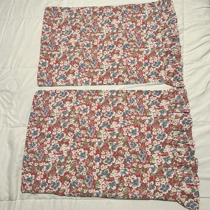 VTG Set 2 Ralph Lauren Standard Pillowcase Falmouth Floral Ruffle Trim FADED - Picture 1 of 11