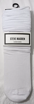 Steve Madden Women's White Cotton 2 Pairs Slouch Socks Shoes Size 5-10 NEW - Image 1 of 4