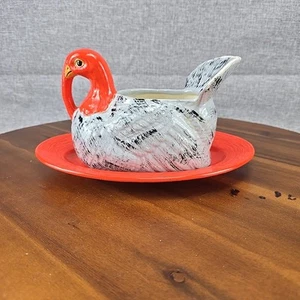 Kentucky Molde Cerámica Pintado a Mano Crema Gravy Bowl De Colección Naranja Forma de Pavo - Imagen 1 de 11