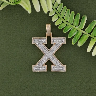 14K Yellow Gold Plated Lab Created Diamond "X" Initial Charm Pendant - 2.97 Ctw - Image 1 of 4