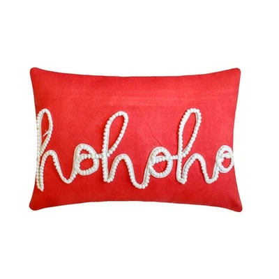 Red Holiday Ho Ho Lumbar Pillow Cover Suede Christmas Home D�cor - Holiday Ho Ho - Image 1 of 4